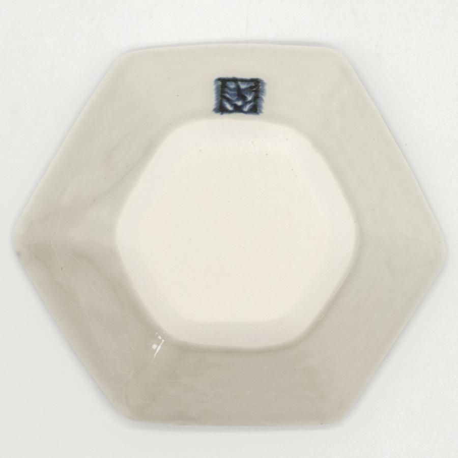 ＜有田焼 喜鶴製陶＞ チェック ブルー 六角豆鉢 2点セット