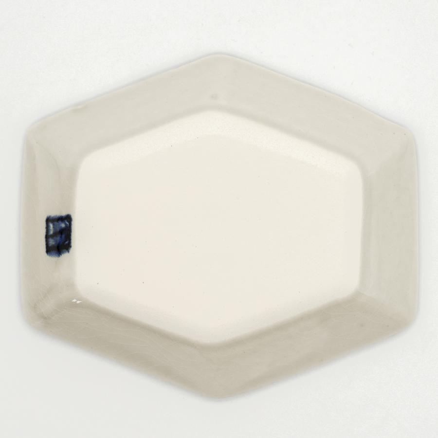＜有田焼 喜鶴製陶＞ チェック ブルー 六角小鉢 2点セット