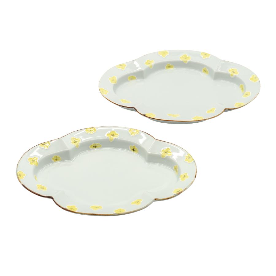 ＜伊万里焼 徳七窯＞一珍お花の木瓜皿 Mサイズ 2点セット