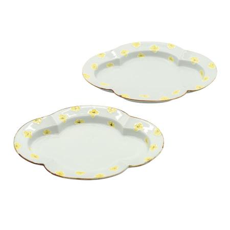 ＜伊万里焼 徳七窯＞一珍お花の木瓜皿 Mサイズ 2点セット