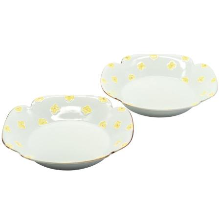 ＜伊万里焼 徳七窯＞一珍お花の19cm深皿 2点セット