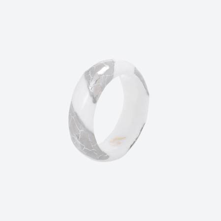 ＜陶芸タチカワ＞強化磁器指輪　白金彩貫入斜め縞白サイズ：７号～１９号