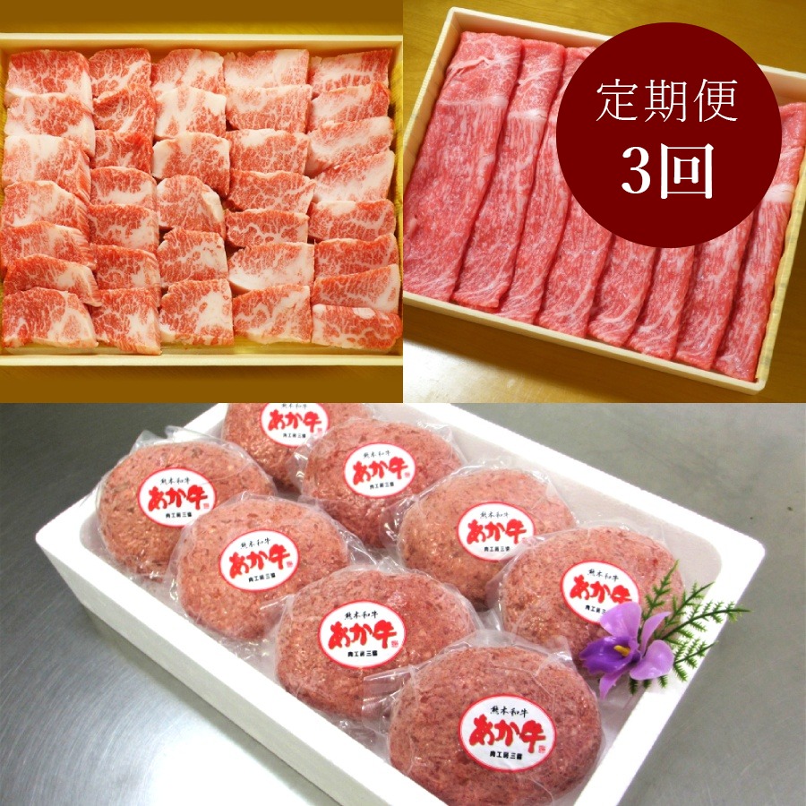 ふるさと納税  肥後のあか牛 焼肉用 500g×6回 計3kg 熊本県八代市