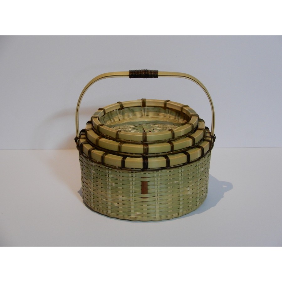 ＜青竹工房 桐山＞菊底三段入れ子籠