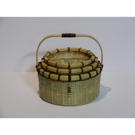 ＜青竹工房 桐山＞菊底三段入れ子籠