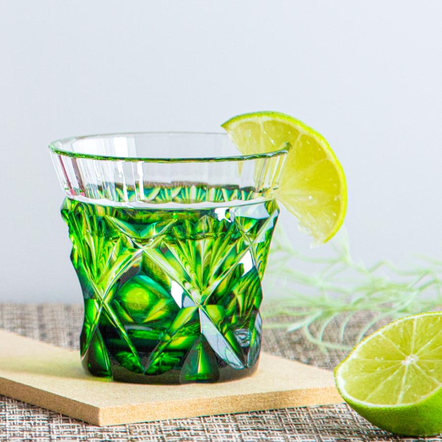 <島津薩摩切子>二色冷酒杯