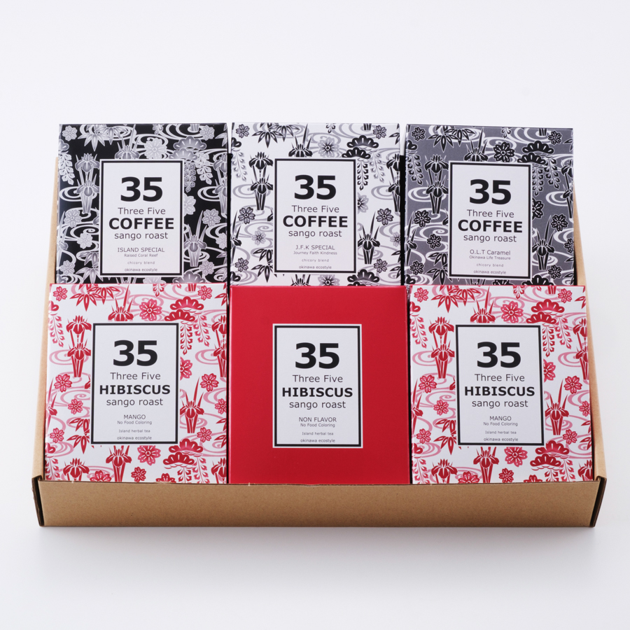 ＜35COFFEE＞コーヒー＆ハイビスカスティ 6箱入セット定期便 3カ月コース