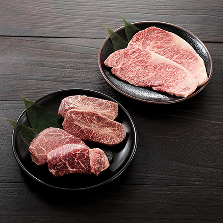 ＜黒島アーサ牛＞ステーキセット サーロイン（150g×2枚）・ヒレ（150g×2枚）・ミスジ（150g×2枚）