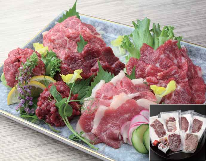 ＜菅乃屋＞馬刺しスライス大トロ入り6種セット