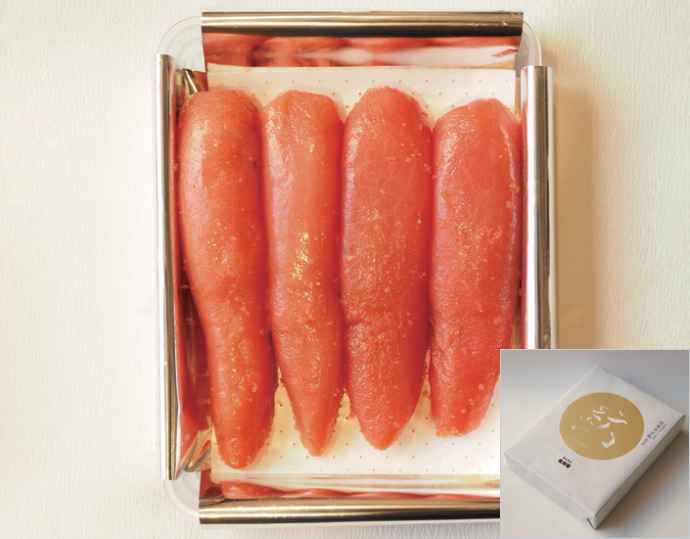 <博多料亭 稚加榮>化粧箱入り国産辛子明太子「紡」370g