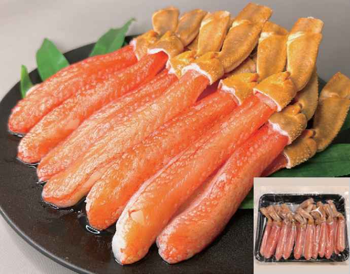 <丸勝水産>生ずわいがに足むき身 500g(15 から 25本)本ずわいがにスープ付