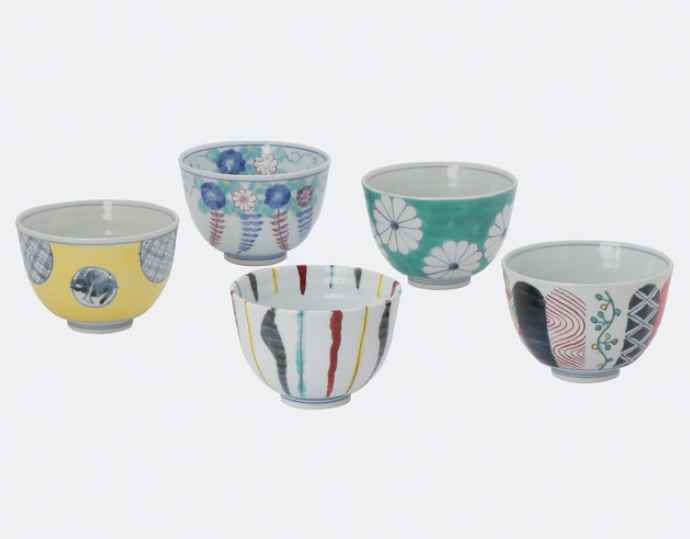 <文三窯>伊万里鍋島焼小丼5点セット(絵変わり5柄)