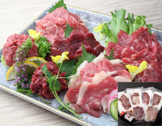 ＜菅乃屋＞馬刺しスライス大トロ入り6種セット