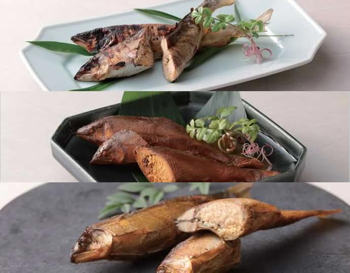 ＜美濃養魚場＞子持ち若鮎「長良乙女」 3種セット（塩焼き・赤煮・燻製）各2尾