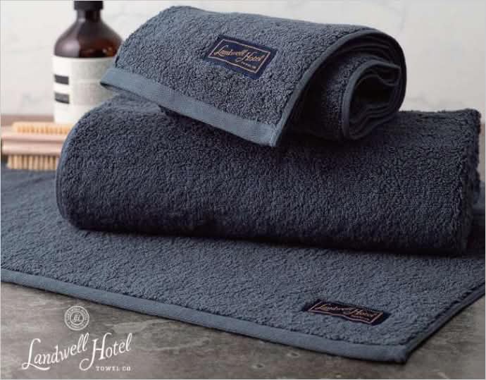 ＜Shinko Towel＞Landwell Hotel バスタオル・フェイスタオル・バスマット 各１枚 NAVY