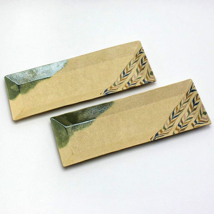 織部練上 長角皿ペア