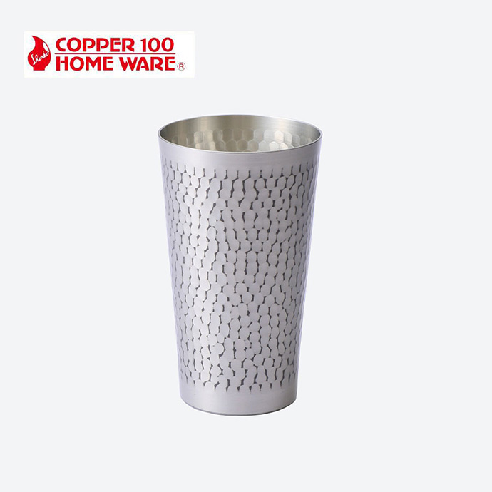 COPPER100 銅製錫被き仕上げ鎚目タンブラー(中)