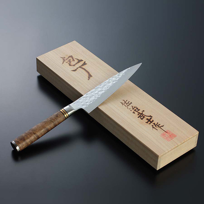 佐治 武士 R2/SG2 鎚目(丸) ペティーナイフ 和包丁 130mm 花梨柄