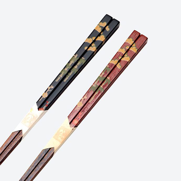 <中田漆木>かなこ箸 めおと箸・箸置セット