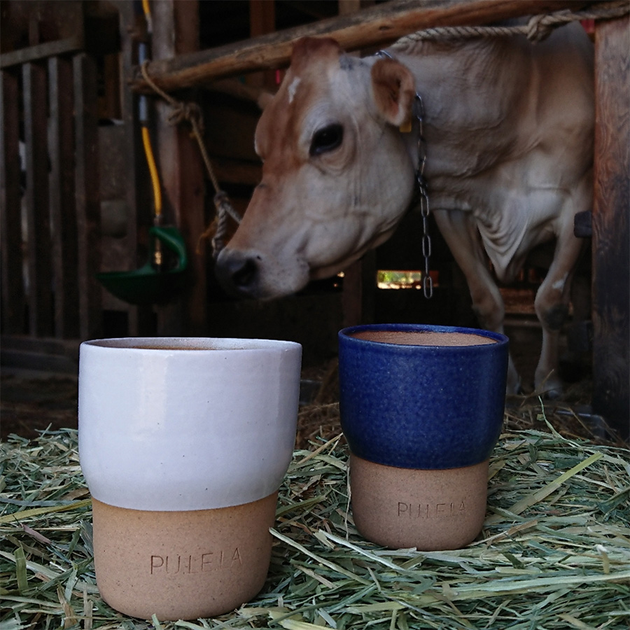 〈PU.LE.LA〉 milk cup　White＆Blue　2点セット（ミルクカップ　ホワイト・ブルー各1）