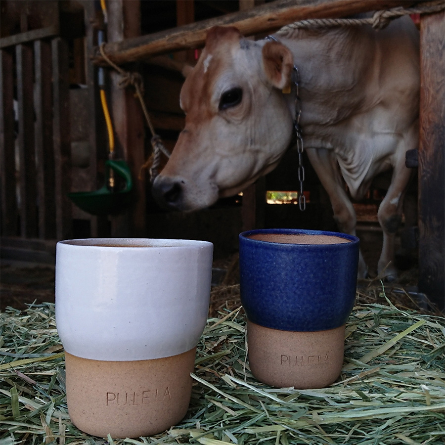 〈PU.LE.LA〉 milk cup White&Blue 2点セット(ミルクカップ ホワイト・ブルー各1)