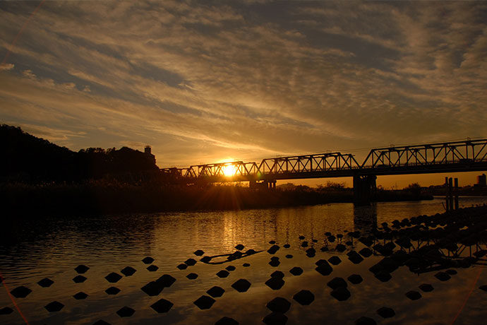 渡良瀬川の夕日