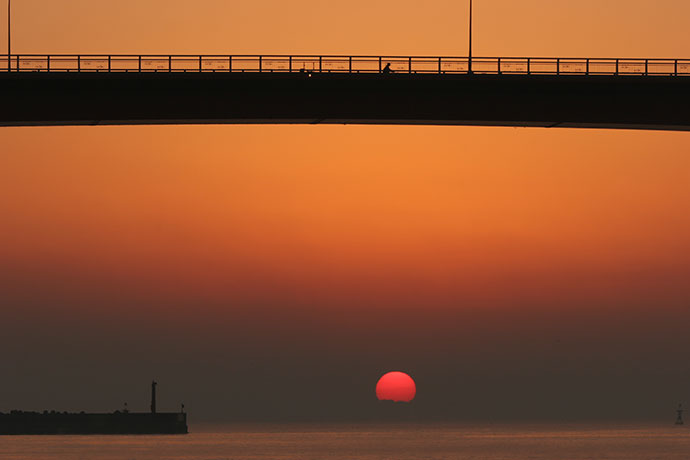 城ヶ島大橋からの夕日