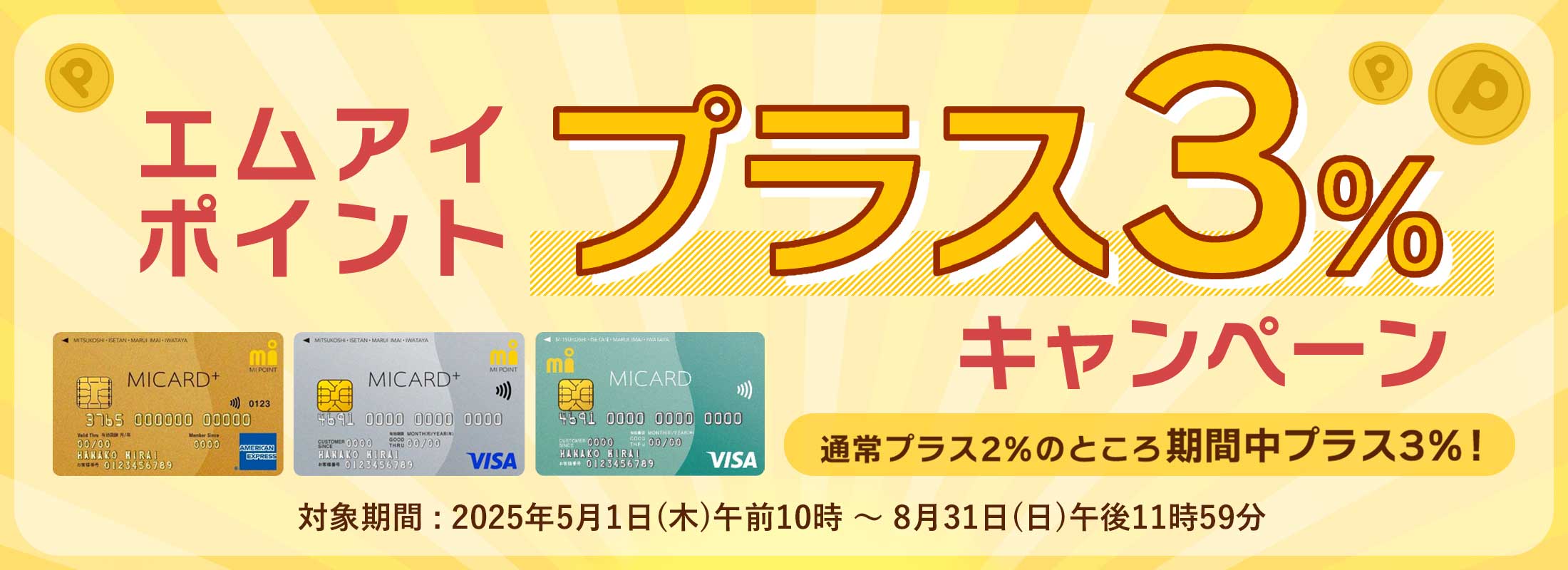 エムアイポイントプラス3％キャンペーン
